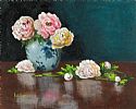 PEONIES IN OLD CHINESE VASE by Barry Williamson at Ross's Online Art Auctions