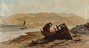 BEACHED BOAT by William Docherty Weir at Ross's Online Art Auctions