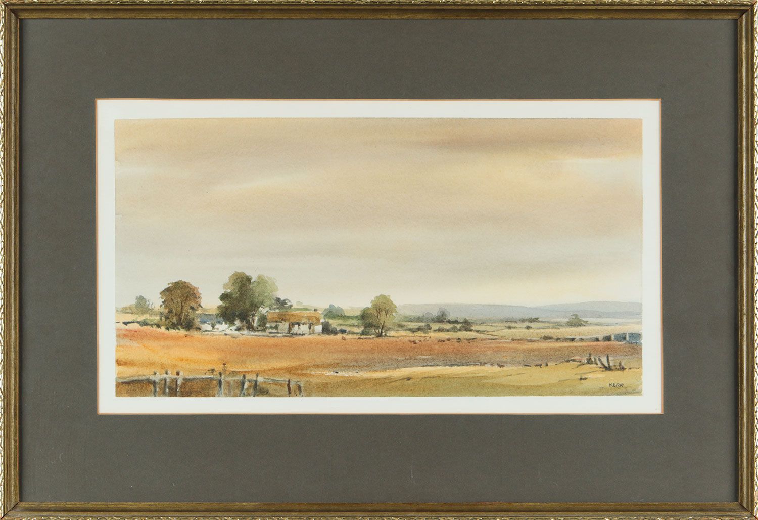 THATCHED COTTAGE IN A LANDSCAPE by Tom Kerr at Ross's Online Art Auctions