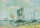 BOATS BY THE BEACH by Le Minh at Ross's Online Art Auctions