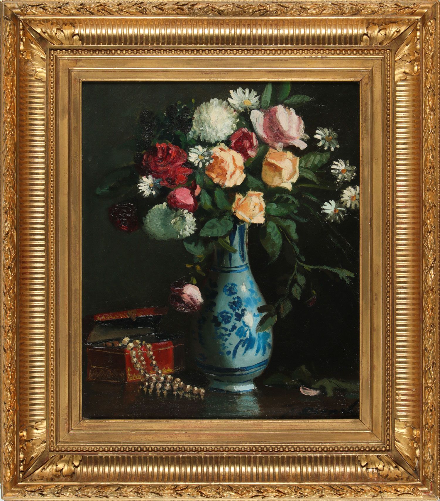STILL LIFE VASE OF FLOWERS by Jacques E. Blanche at Ross's Online Art Auctions