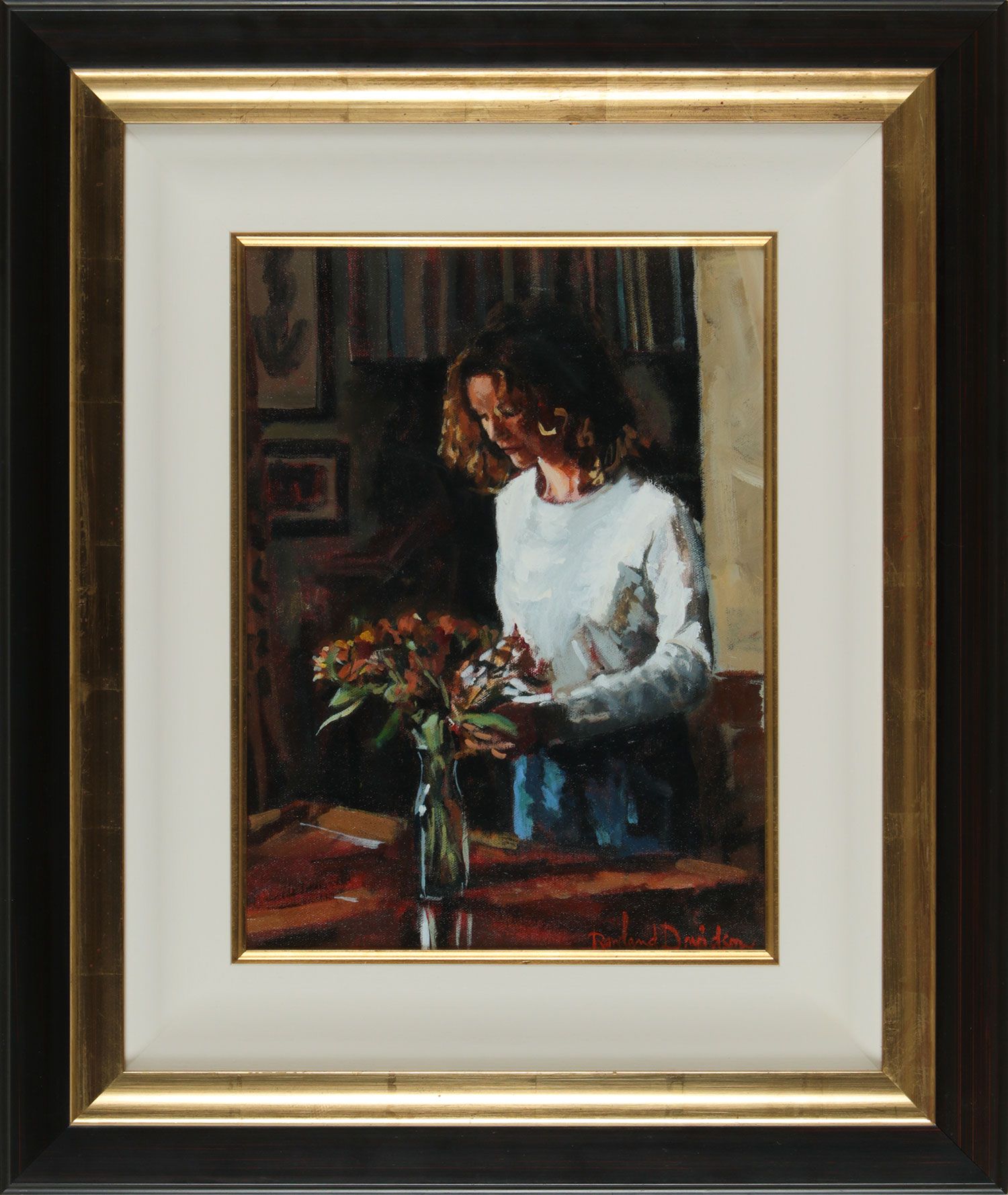 FLOWERS IN A VASE by Rowland Davidson at Ross's Online Art Auctions