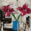 CRIMSON FLOWERS IN A BLUE VASE by Colin Flack at Ross's Online Art Auctions