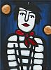 CLOWN WITH RED BOW TIE by Mary Lou at Ross's Online Art Auctions