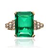 9CT GOLD EMERALD TRIPLET & DIAMOND RING at Ross's Online Art Auctions