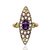 VICTORIAN GOLD AMETHYST, PERIDOT & PEARL RING at Ross's Online Art Auctions