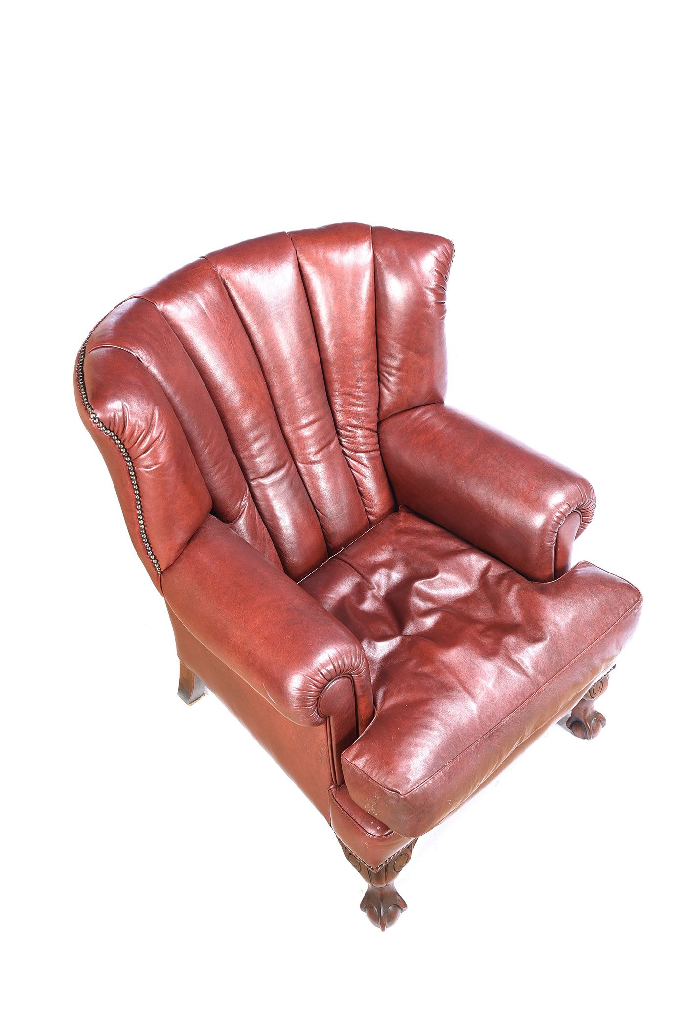 LEATHER WINGBACK ARMCHAIR at Ross's Online Art Auctions