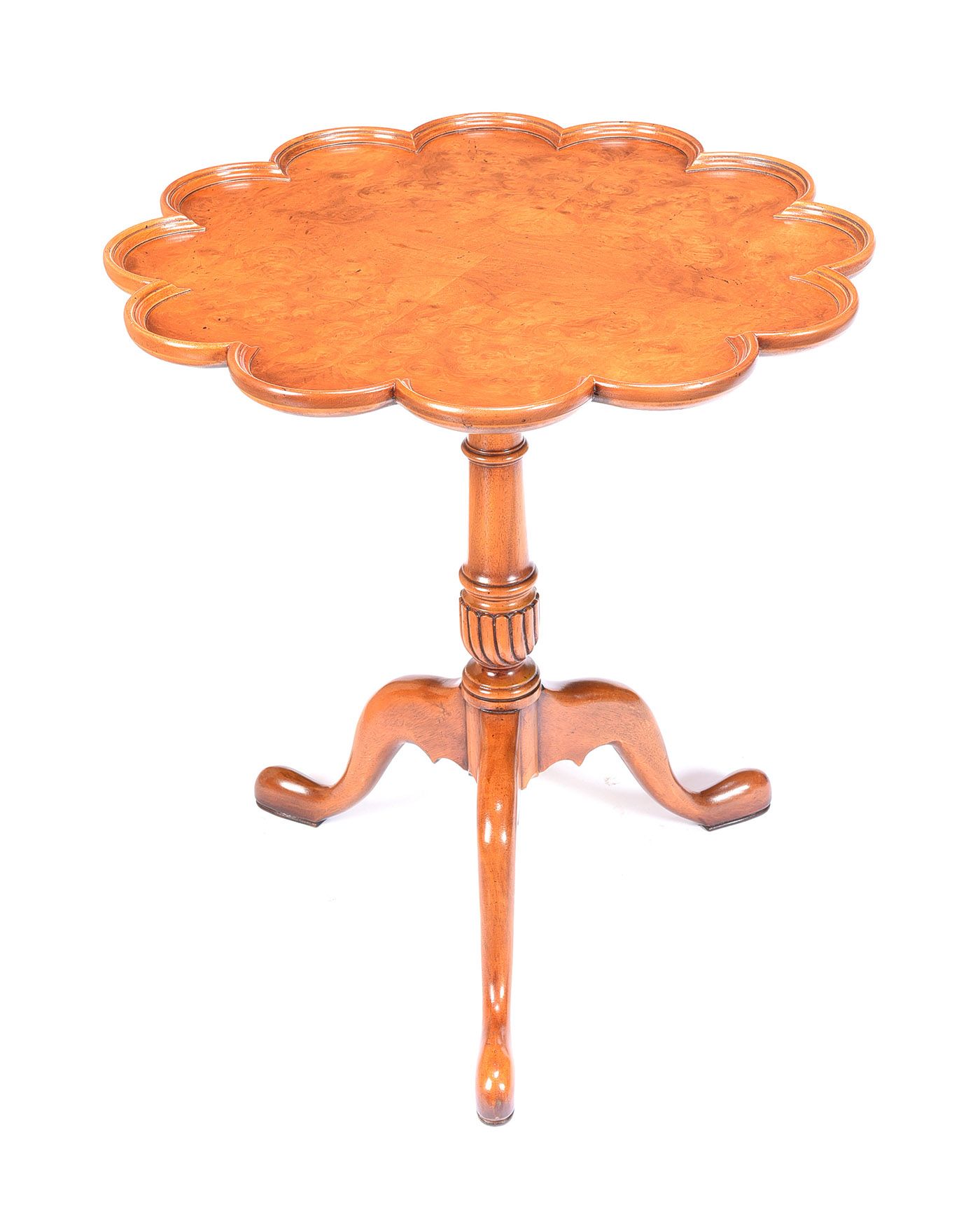 SHAPED TOP WALNUT LAMP TABLE at Ross's Online Art Auctions