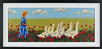 GIRL WITH GEESE by Ronald Keefer at Ross's Online Art Auctions