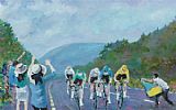 CYCLISTS RACING AT BARNESMORE GAP, DONEGAL TOWN by Sean Lorinyenko at Ross's Online Art Auctions
