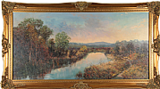 RIVER REFLECTIONS, SUMMER EVENING by William Cunningham at Ross's Online Art Auctions