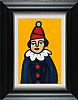 BLUE CLOWN ON YELLOW by Mary Lou at Ross's Online Art Auctions