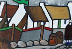 BOATS BY THE THATCHED COTTAGES by Mary Lou at Ross's Online Art Auctions