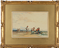 A DAY ON THE BEACH by Frederick William Hattersley at Ross's Online Art Auctions