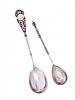 TWO RUSSIAN SILVER & ENAMEL SPOONS at Ross's Online Art Auctions