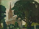 TREES BY THE CHURCH by John F. Hunter RUA ARCA at Ross's Online Art Auctions