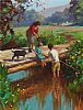 FISHING IN THE RIVER by Donald McNaughton at Ross's Online Art Auctions