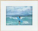 SURFING AT DOWNINGS BEACH by Sean Lorinyenko at Ross's Online Art Auctions