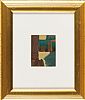 ABSTRACT IN GREEN & GOLD by Harry C. Reid HRUA at Ross's Online Art Auctions