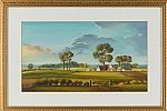 LANDSCAPE WITH FARM BUILDINGS by R. Aullton at Ross's Online Art Auctions
