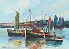 FISHING BOATS by Continental School at Ross's Online Art Auctions