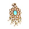 HIGH CARAT GOLD PEARL & TURQUOISE PENDANT at Ross's Online Art Auctions