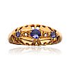 18CT GOLD BLUE STONE & DIAMOND RING at Ross's Online Art Auctions