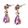 18CT GOLD AMETHYST, PINK TOPAZ & DIAMOND EARRINGS at Ross's Online Art Auctions