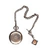SILVER POCKET WATCH, STERLING SILVER CHAIN & MEDALLION PENDANT at Ross's Online Art Auctions