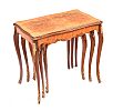 FRENCH STYLE INLAID WALNUT NEST OF THREE TEA TABLES at Ross's Online Art Auctions