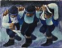 THREE DANCERS IN BLUE by George Callaghan at Ross's Online Art Auctions