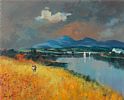 SUN SETTING BY THE RIVER by William Cunningham at Ross's Online Art Auctions