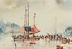 THE MARKET ON THE WATER by Jorge Aguilar at Ross's Online Art Auctions