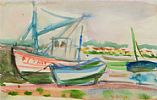 BEACHED BOATS by Gerard Dillon at Ross's Online Art Auctions