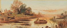 SUNSET ON THE RIVER by Ernest Hanford at Ross's Online Art Auctions